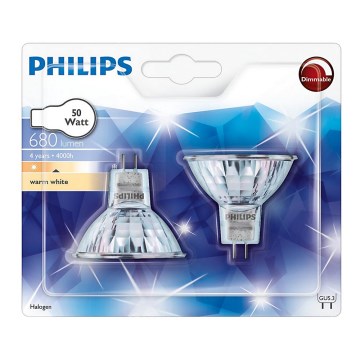 SET 2x Bombilla industrial Philips HALOGEN GU5,3/50W/12V 3000K