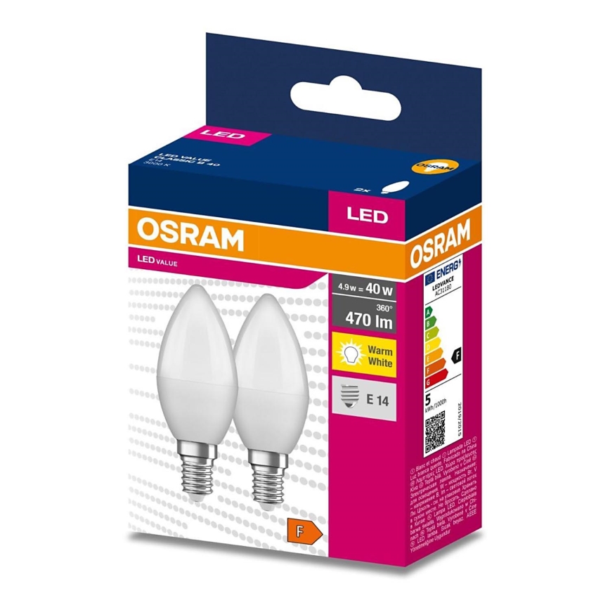 SET 2x Bombilla LED B35 E14/4,9W/230V 3000K - Osram