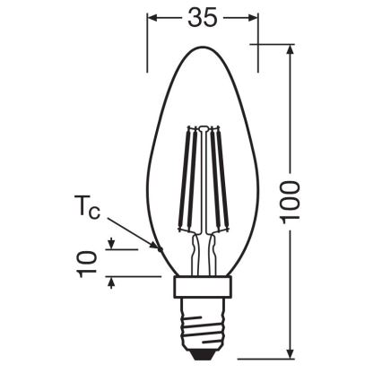 SET 2x Bombilla LED FILAMENT B35 E14/4W/230V 4000K - Osram