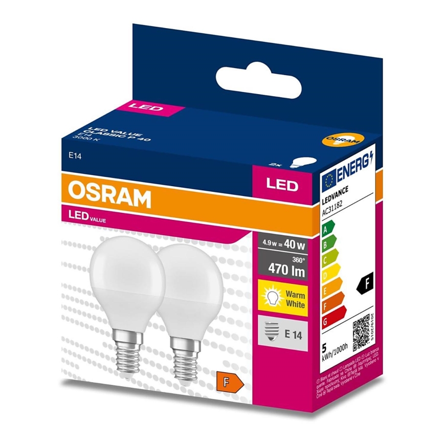 SET 2x Bombilla LED P45 E14/4,9W/230V 3000K - Osram