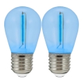 SET 2x Bombilla LED PARTY E27/0,3W/36V azul