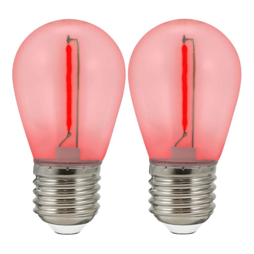 SET 2x Bombilla LED PARTY E27/0,3W/36V rojo