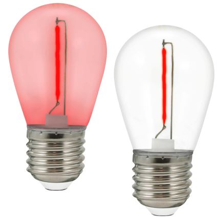 SET 2x Bombilla LED PARTY E27/0,3W/36V rojo