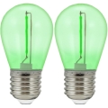 SET 2x Bombilla LED PARTY E27/0,3W/36V verde