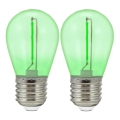 SET 2x Bombilla LED PARTY E27/0,3W/36V verde