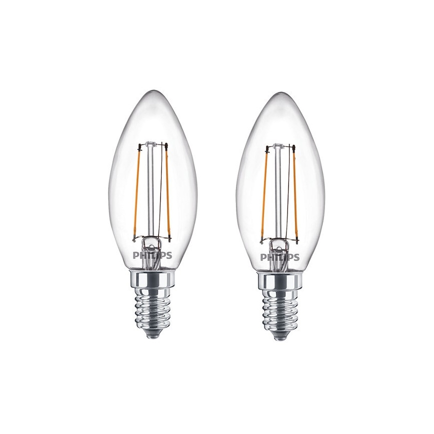 SET 2x Bombilla LED Philips B35 E14/2W/230V 2700K
