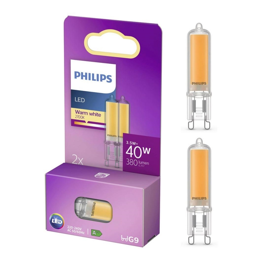 SET 2x Bombilla LED Philips G9/3,5W/230V 2700K