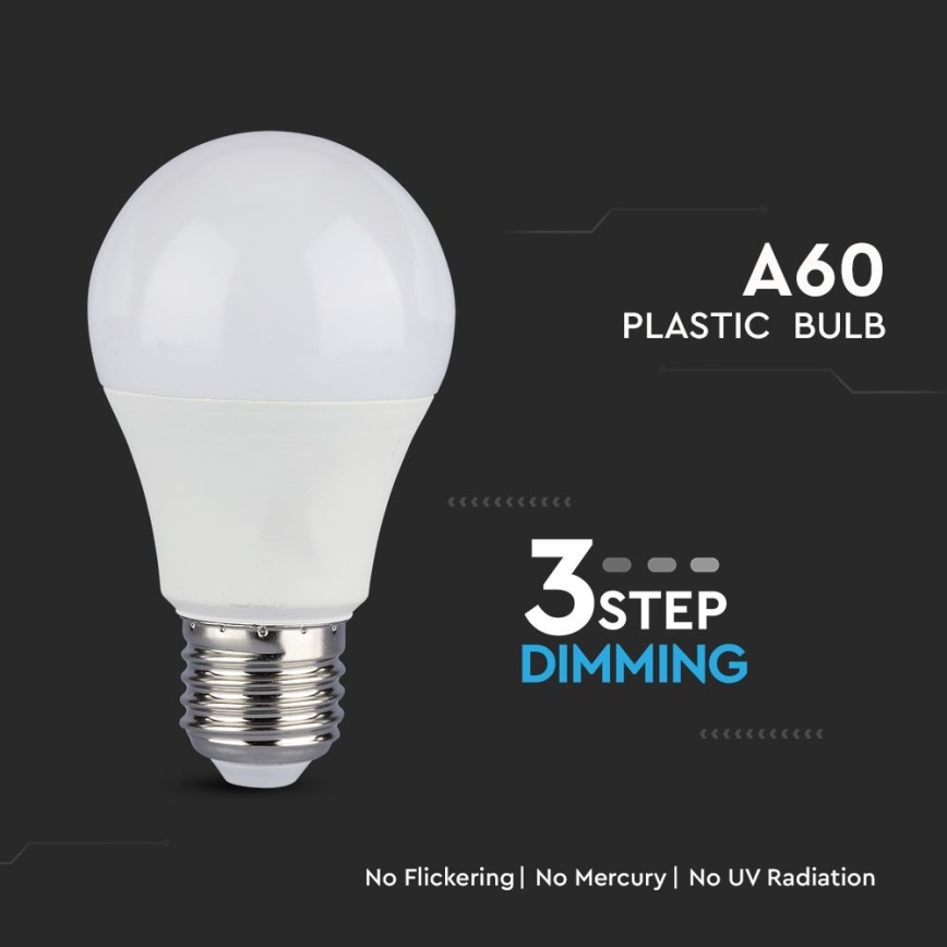 SET 2x Bombilla LED regulable A60 E27/9W/230V 4000K