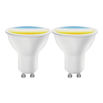SET 2x Bombilla LED regulable MESH Inteligente GU10/6,5W/230V 2700-6500K + control remoto - Aigostar