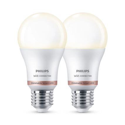 SET 2x Bombilla LED regulable Philips A60 E27/8W/230V Wi-Fi