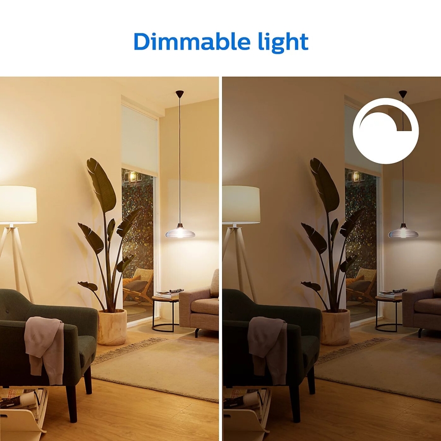 SET 2x Bombilla LED regulable Philips A60 E27/8W/230V Wi-Fi