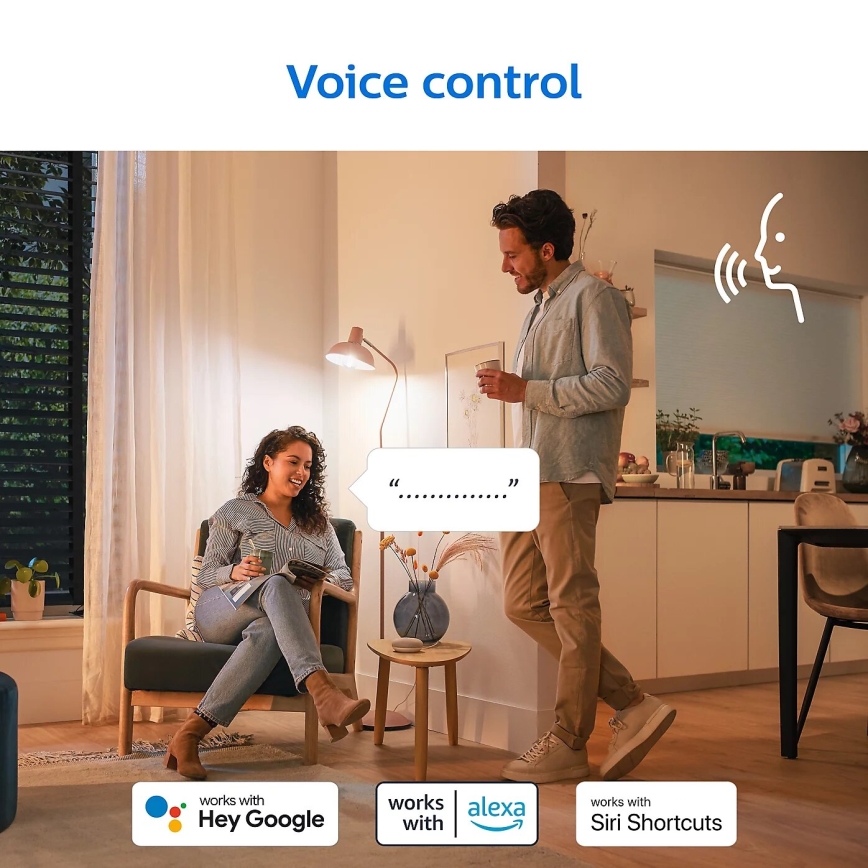 SET 2x Bombilla LED regulable Philips A60 E27/8W/230V Wi-Fi