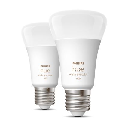 SET 2x Bombilla LED regulable Philips Hue White And Color Ambiance A60 E27/6,5W/230V 2000-6500K