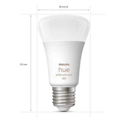 SET 2x Bombilla LED regulable Philips Hue White And Color Ambiance A60 E27/6,5W/230V 2000-6500K