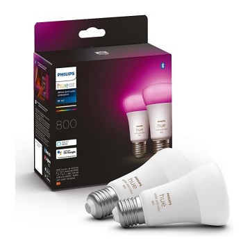 SET 2x Bombilla LED regulable Philips Hue White And Color Ambiance A60 E27/6,5W/230V 2000-6500K