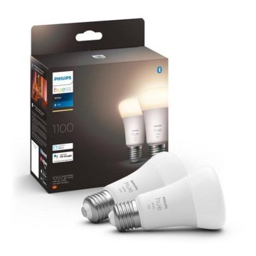 SET 2x Bombilla LED regulable Philips Hue WHITE E27/9,5W/230V 2700K