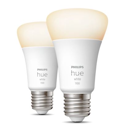 SET 2x Bombilla LED regulable Philips Hue WHITE E27/9,5W/230V 2700K