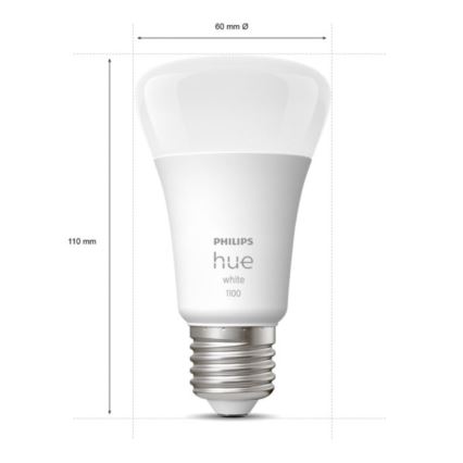 SET 2x Bombilla LED regulable Philips Hue WHITE E27/9,5W/230V 2700K