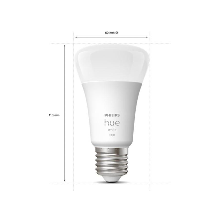 SET 2x Bombilla LED regulable Philips Hue WHITE E27/9,5W/230V 2700K