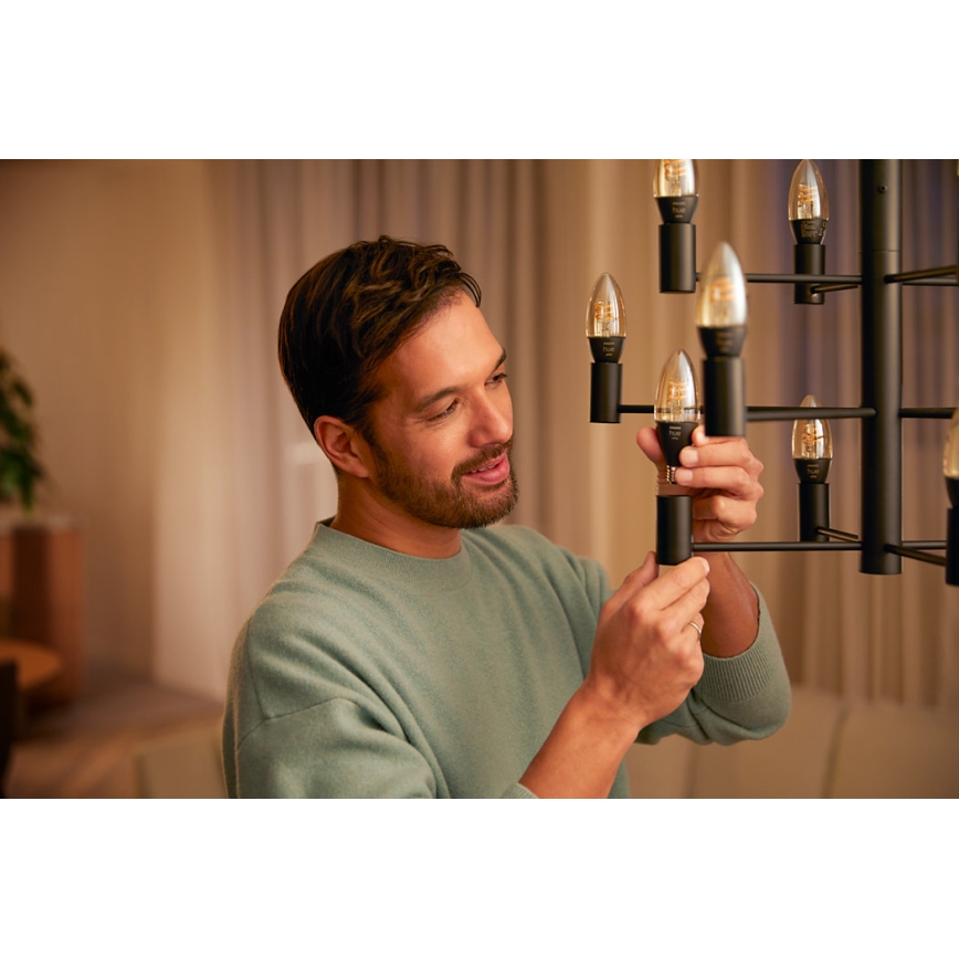 SET 2x bombilla LED regulable Philips Hue WHITE FILAMENT E14/4,5W/230V 2100K
