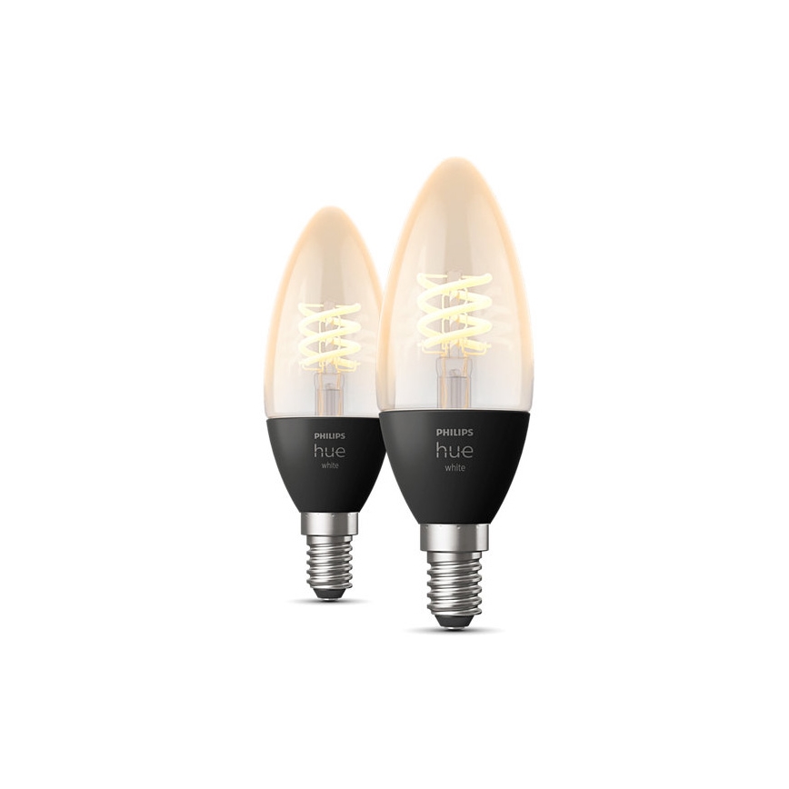 SET 2x bombilla LED regulable Philips Hue WHITE FILAMENT E14/4,5W/230V 2100K