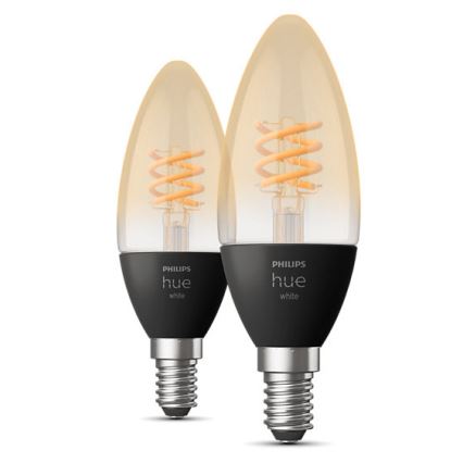 SET 2x bombilla LED regulable Philips Hue WHITE FILAMENT E14/4,5W/230V 2100K