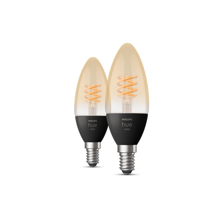 SET 2x bombilla LED regulable Philips Hue WHITE FILAMENT E14/4,5W/230V 2100K