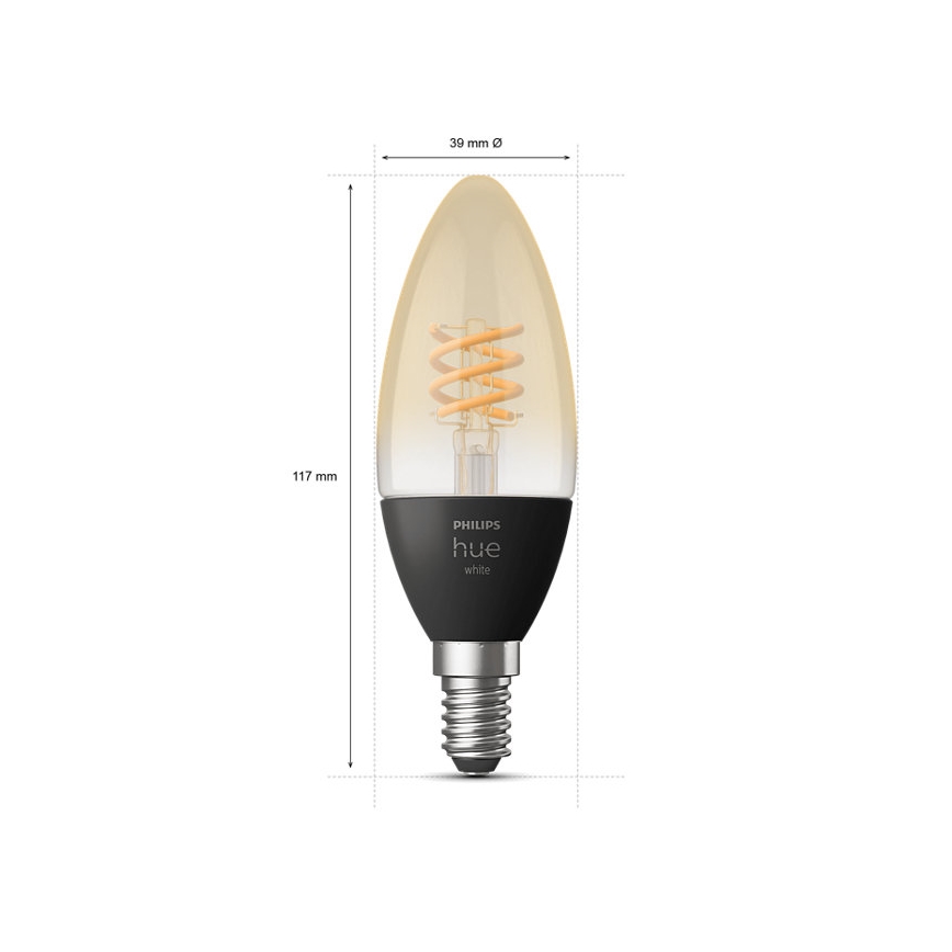 SET 2x bombilla LED regulable Philips Hue WHITE FILAMENT E14/4,5W/230V 2100K
