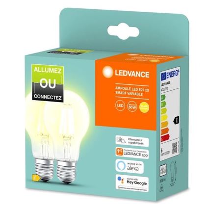 SET 2x Bombilla LED regulable SMART+ A60 E27/6W/230V 2700K - Ledvance