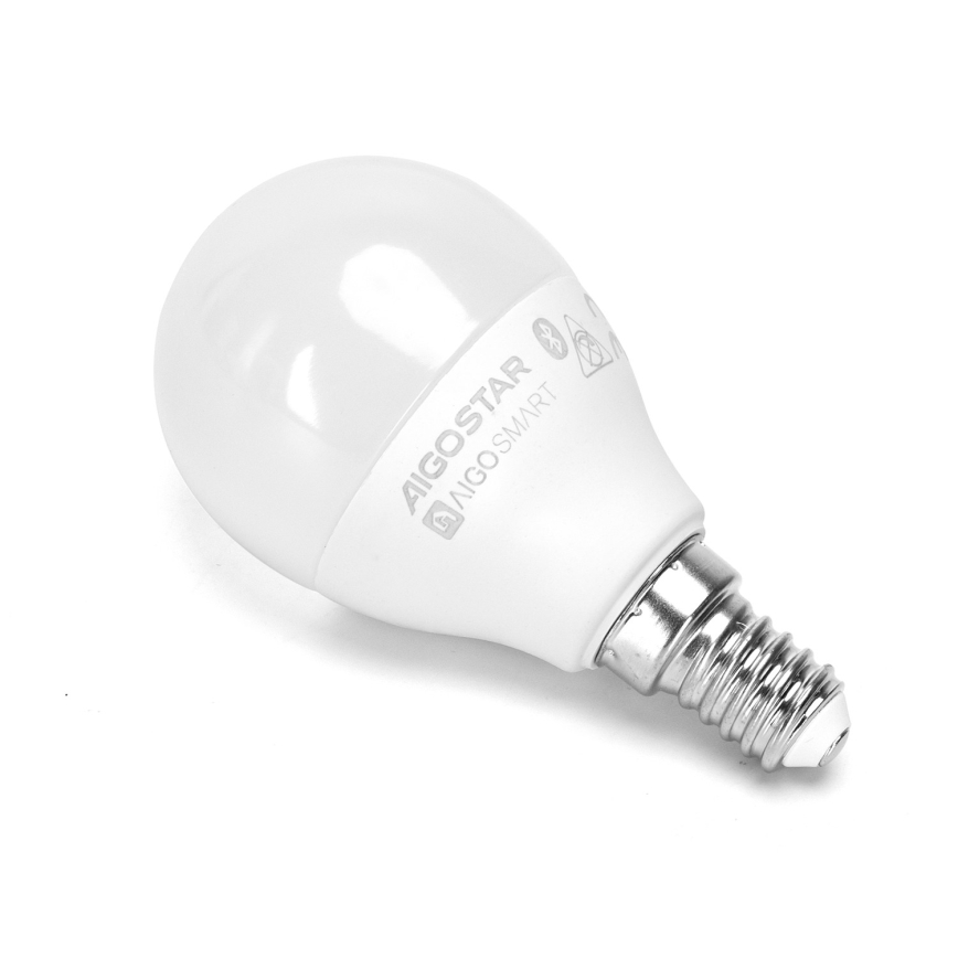 SET 2x Bombilla LED RGBW regulable MESH Inteligente G45 E14/6,5W/230V 2700-6500K - Aigostar