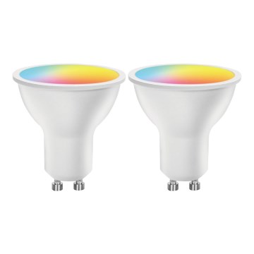 SET 2x Bombilla LED RGBW regulable MESH Inteligente GU10/6,5W/230V 2700-6500K - Aigostar