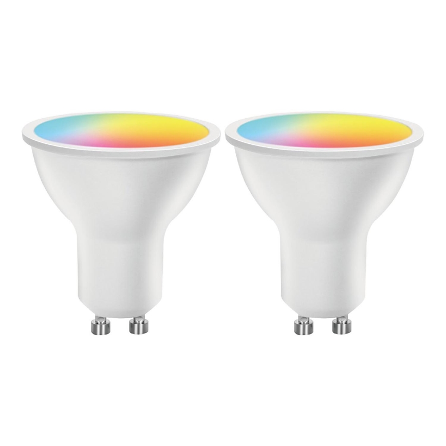 SET 2x Bombilla LED RGBW regulable MESH Inteligente GU10/6,5W/230V 2700-6500K - Aigostar
