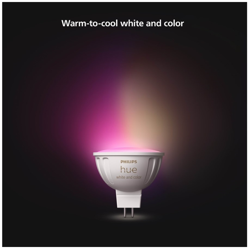 SET 2x Bombilla LED RGBW regulable Philips Hue White And Color Ambiance GU5,3/MR16/6,3W/12V 2000-6500K