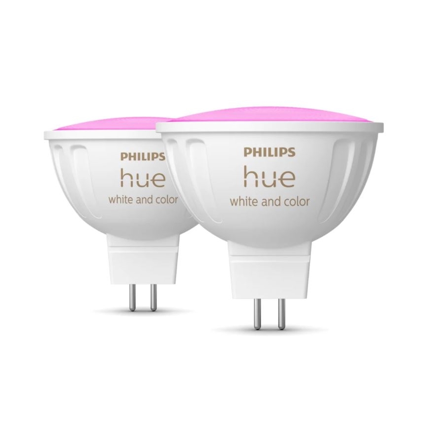 SET 2x Bombilla LED RGBW regulable Philips Hue White And Color Ambiance GU5,3/MR16/6,3W/12V 2000-6500K