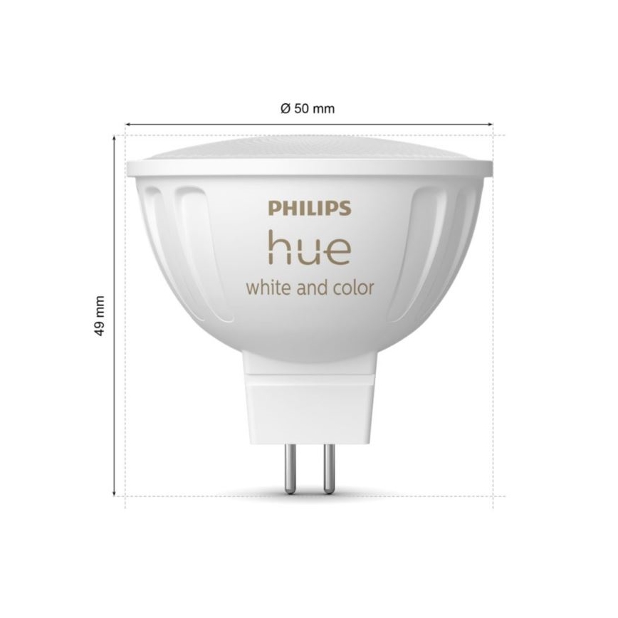 SET 2x Bombilla LED RGBW regulable Philips Hue White And Color Ambiance GU5,3/MR16/6,3W/12V 2000-6500K