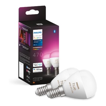 SET 2x Bombilla LED RGBW regulable Philips Hue White And Color Ambiance P45 E14/5,1W/230V 2000-6500K