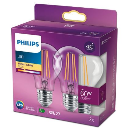 SET 2x Bombilla LED VINTAGE Philips E27/7W/230V 2700K