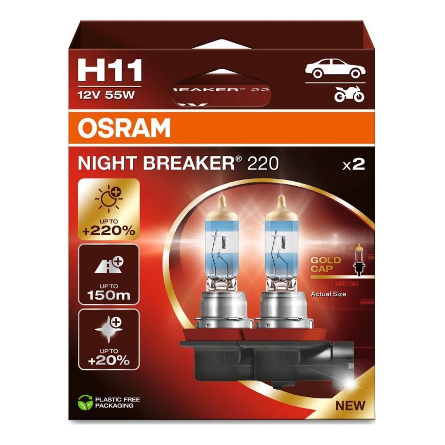 SET 2x Bombilla NIGHT BREAKER H11 PGJ19-2/55W/12V - Osram