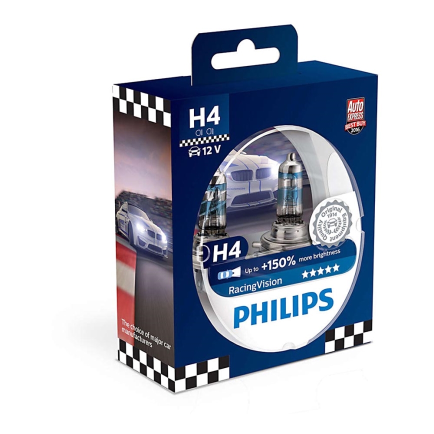 SET 2x Bombilla para coche Philips RACINGVISION 12342RVS2 H4 P43t-38/55W/12V