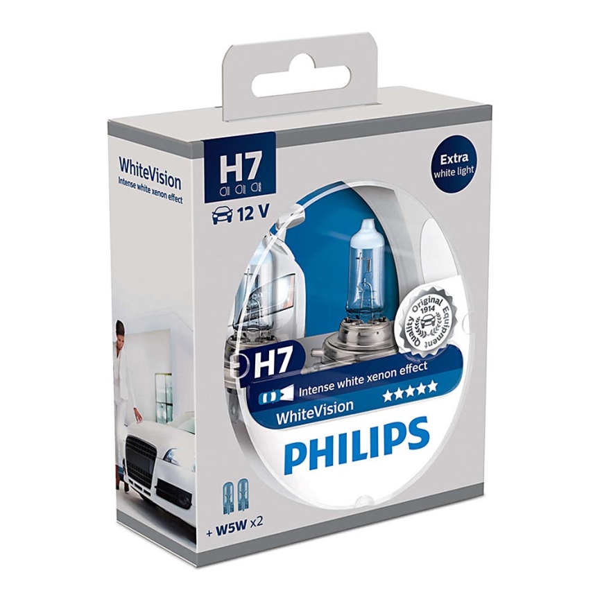 SET 2x Bombilla para coche Philips WHITEVISION 12972WHVSM H7 PX26d/55W/12V