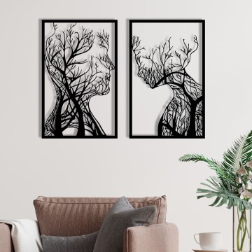 SET 2x Decoración de pared 86x63 cm Árbol de la vida metal