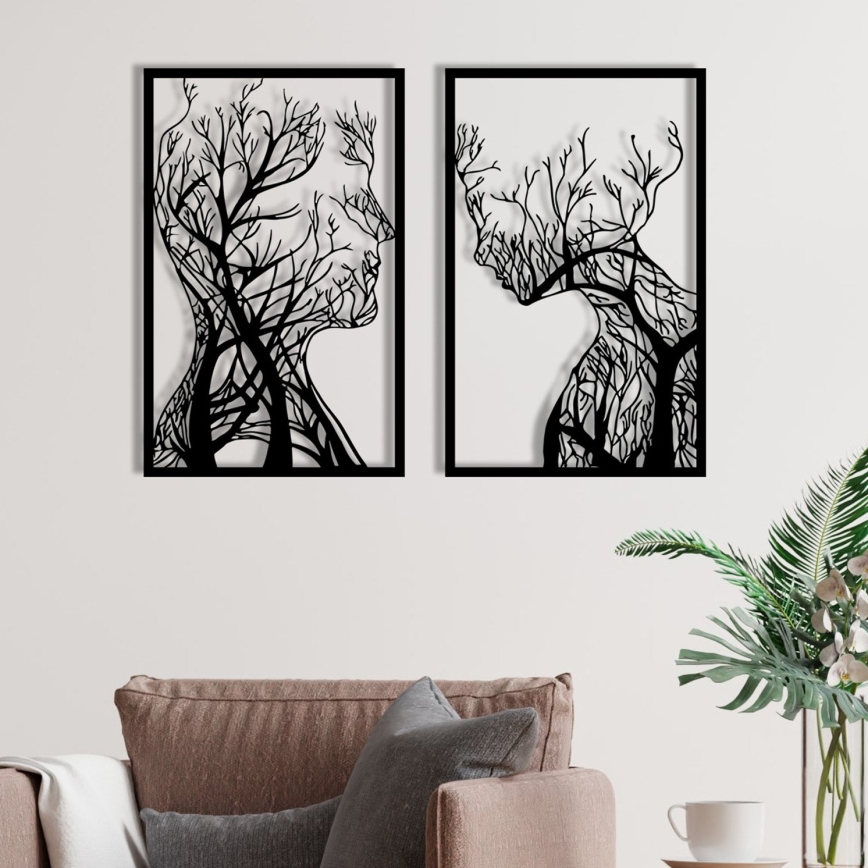 SET 2x Decoración de pared 86x63 cm Árbol de la vida metal