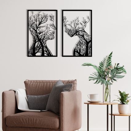 SET 2x Decoración de pared 86x63 cm Árbol de la vida metal