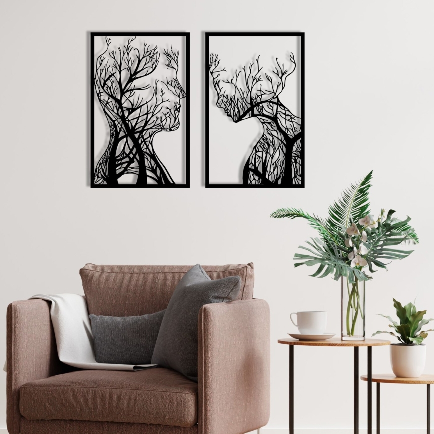 SET 2x Decoración de pared 86x63 cm Árbol de la vida metal