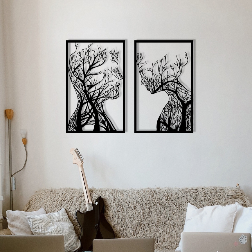 SET 2x Decoración de pared 86x63 cm Árbol de la vida metal