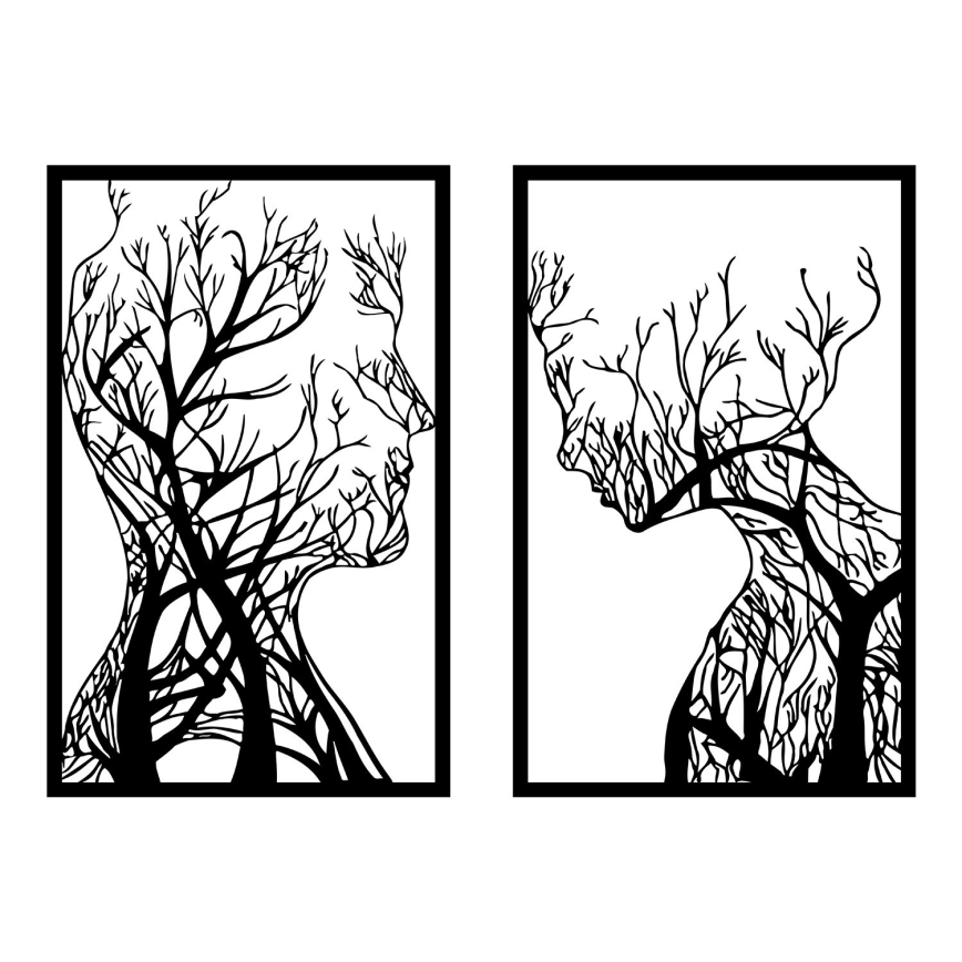 SET 2x Decoración de pared 86x63 cm Árbol de la vida metal