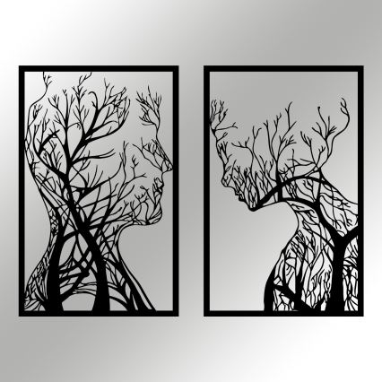 SET 2x Decoración de pared 86x63 cm Árbol de la vida metal
