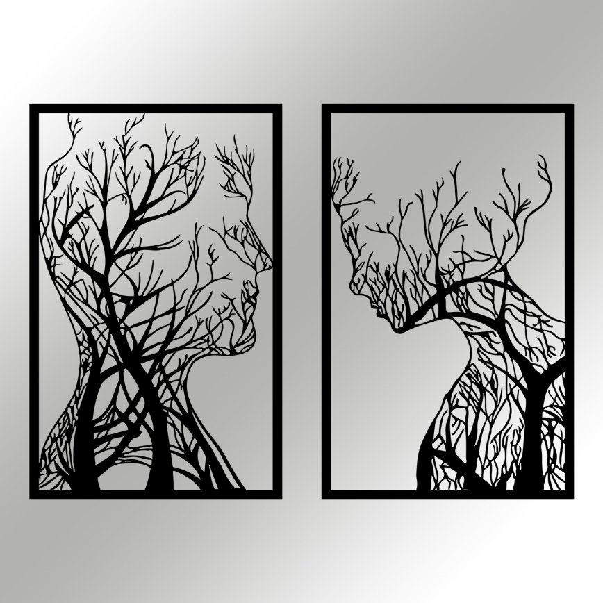 SET 2x Decoración de pared 86x63 cm Árbol de la vida metal