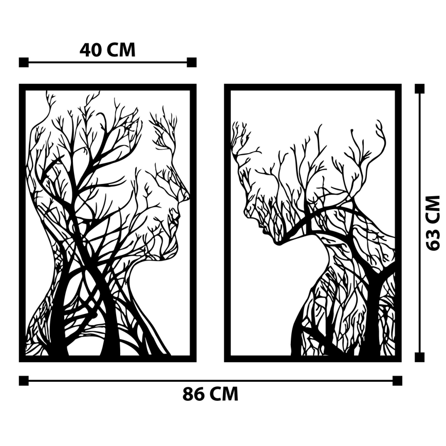 SET 2x Decoración de pared 86x63 cm Árbol de la vida metal