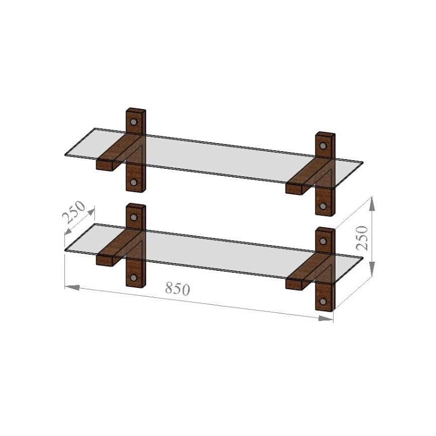 SET 2x Estantería de pared 25x85 cm pino/transparente